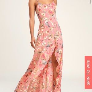Zinnia Blush Pink Floral Print High-Low Maxi